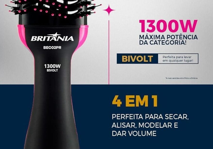 Escova Secadora Britânia 4 em 1 bivolt